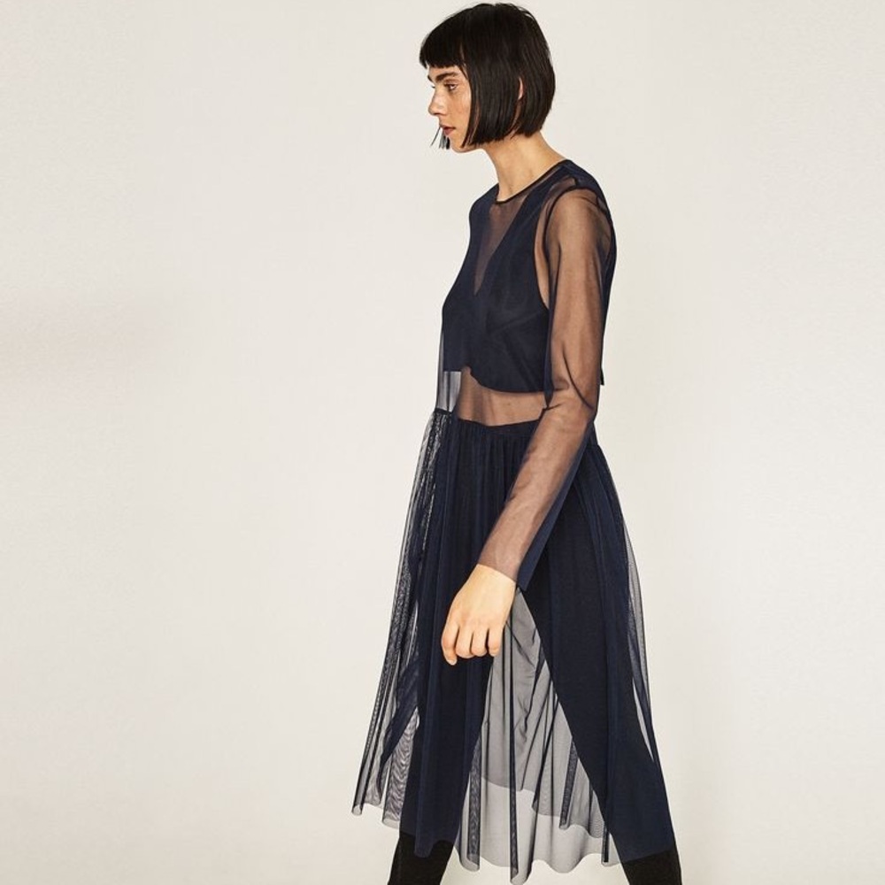 Zara Women's Blue and Navy Dress